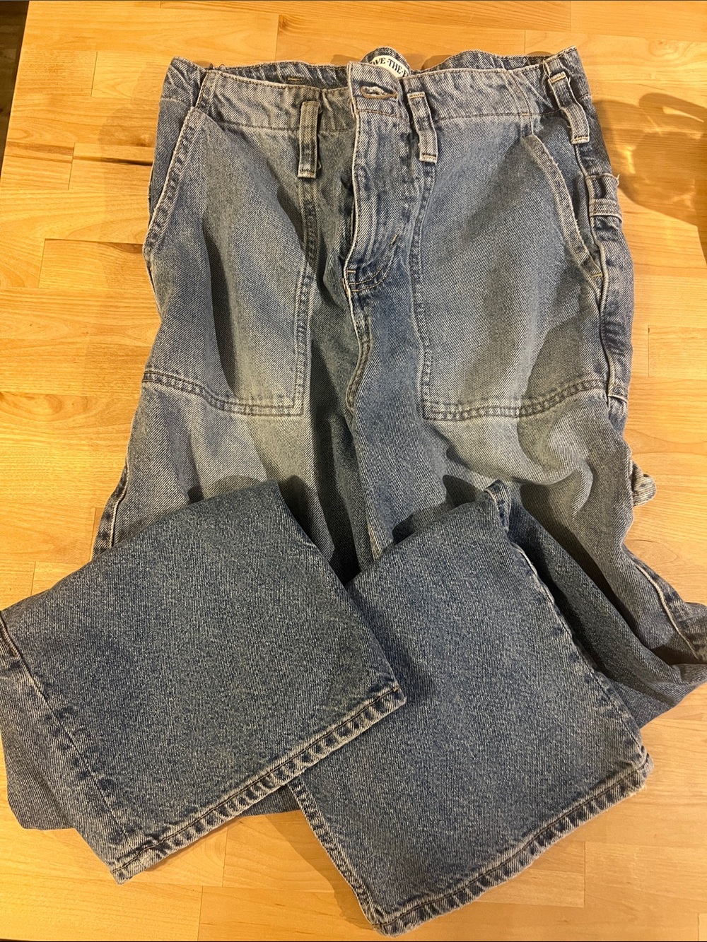 We The Free Relaxed Blue Women's Carpenter Jeans with Adjustable Waist Size 28 - Picture 2 of 3